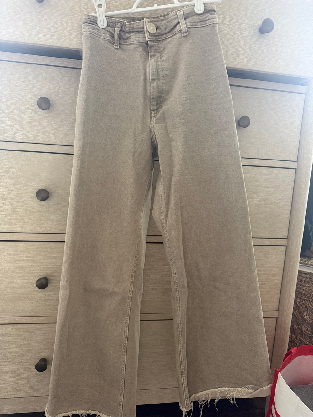Zara Taupe Cropped Wide-Leg Jeans